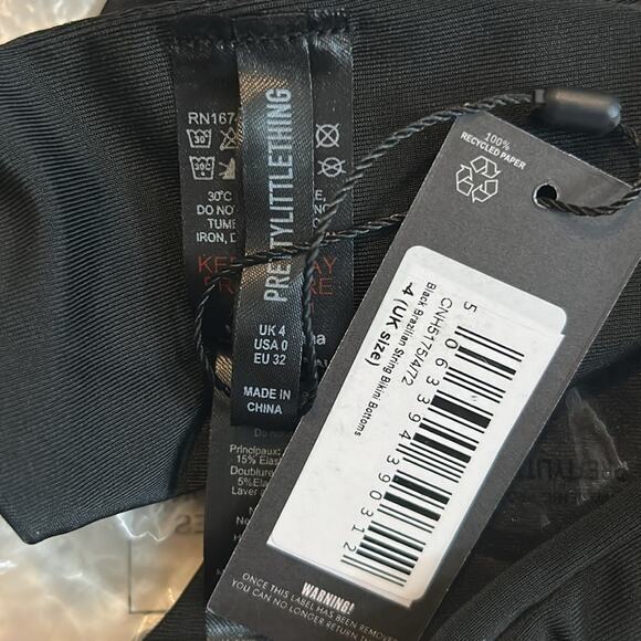 PrettyLittleThing Brazilian String Bikini Bottoms Black Size 0 US NWT - Picture 2 of 5